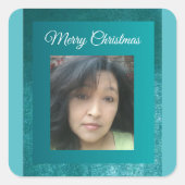 MVB Faux Velvet Teal Customizable Design スクエアシール (正面)