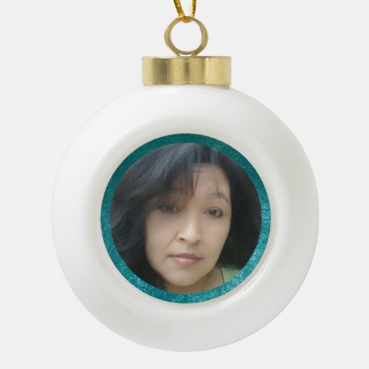 MVB Faux Velvet Teal Customizable Design セラミックボールオーナメント (正面)
