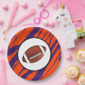 MVB Tiger Stripes Design- Orange & Purple Football ペーパープレート (パーティー)