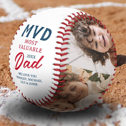 MVD Most Valuable Dad 二枚の写真入りカスタムデザイン 野球ボール