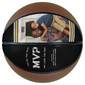 MVPパパ |ブラック&金ゴールド父の日 バスケットボール (正面)