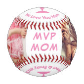 MVPママピンクパーソナライズされた写真 野球ボール (正面)