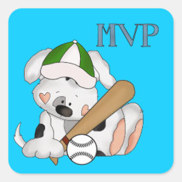 MVP野球の子犬の漫画ステッカー スクエアシール