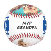 MVP Ever 最高の Grandpaの写真パーソナライズされた 野球ボール (裏面)