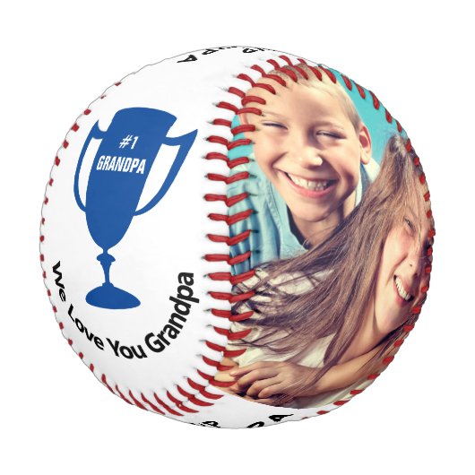 MVP Ever 最高の Grandpaの写真パーソナライズされた 野球ボール (アングル)