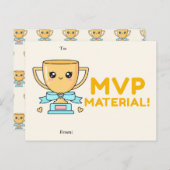 MVP Material! Cute Trophy Classroom Valentine Card シーズンポストカード (正面/裏面)