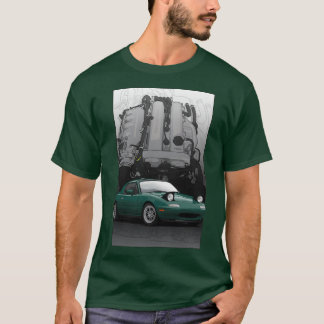 MX5 Miata NA MK1イラストレーション（BP18エンジン搭載） Tシャツ