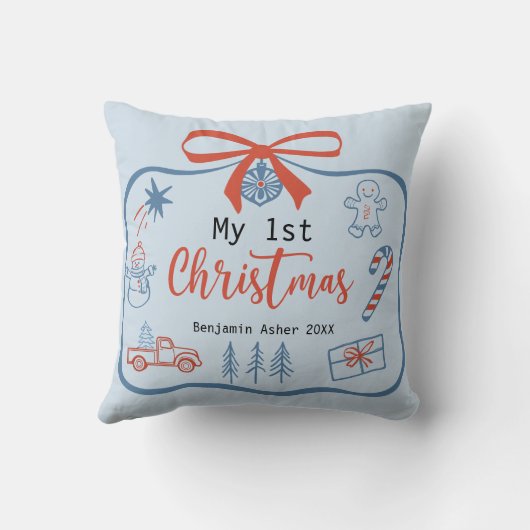 My 1st Christmas Baby Boy Personalized クッション (裏面)
