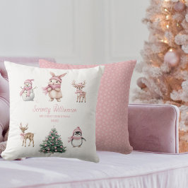 My 1st Christmas Custom Baby Girl Woodland クッション