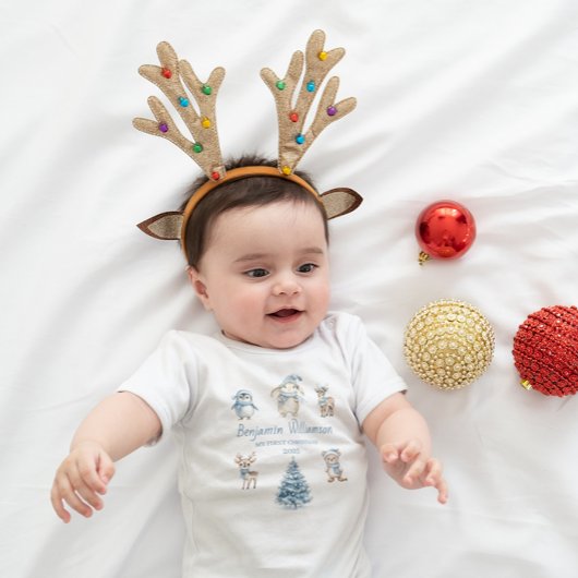 My 1st Christmas Custom Baby Girl Woodland ベビーボディスーツ