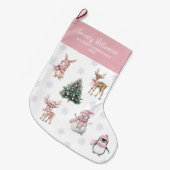 My 1st Christmas Custom Baby Girl Woodland ラージクリスマスストッキング (正面 (吊り時))