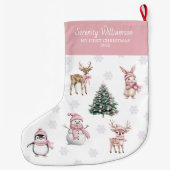 My 1st Christmas Custom Baby Girl Woodland ラージクリスマスストッキング (裏面)