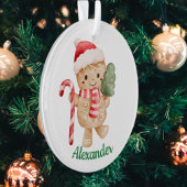 My 1st Christmas Watercolor Gingerbread Photo オーナメント