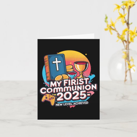 My 1st First Communion 2025 Video Game Controller  カード (黄色い花)