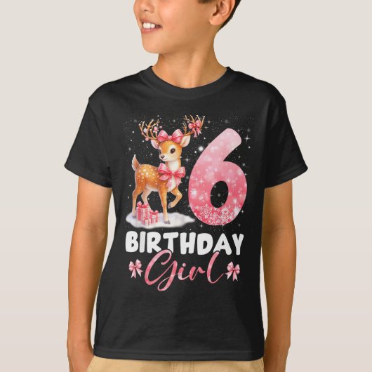 My 6th Birthday Girl Rudolph Nk Coquette 6 Years O Tシャツ (正面)