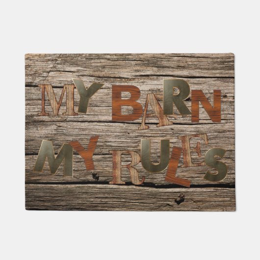 「My Barn My Rules」国/ようこそ素朴 ドアマット (正面)