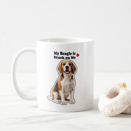 My Beagle Is Stuck On Me Cute Dog Lover コーヒーマグカップ (ドーナツ)