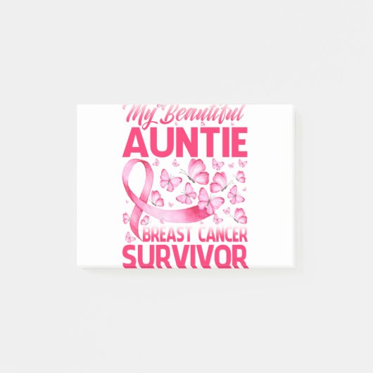 My Beautiful Auntie Breast Cancer Survivor Butterf ポストイット (正面)