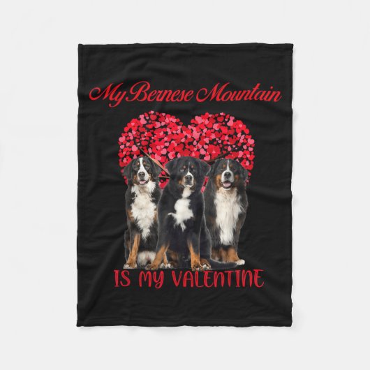 My Bernese Mountain Is My Valentine Dog Lover Vale フリースブランケット (正面)