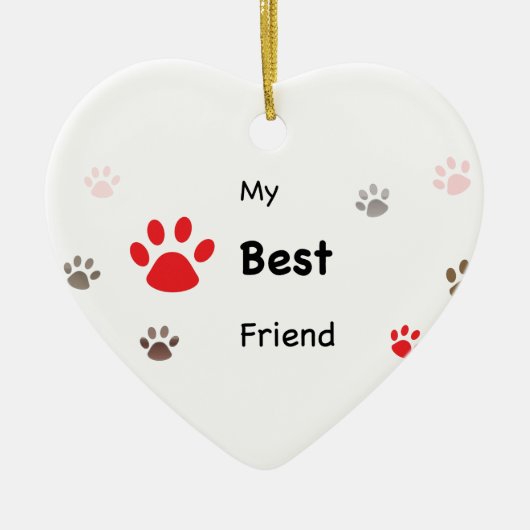 My Best Friend Paw Prints Pet Name セラミックオーナメント (正面)