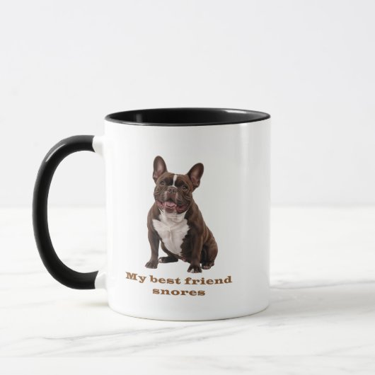 My Best Friend Snores – French Bulldog Brown Mug マグカップ (左)