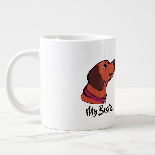 「My Bestie」コーヒーカップ | かわいい子犬の贈り物 ジャンボコーヒーマグカップ (左)