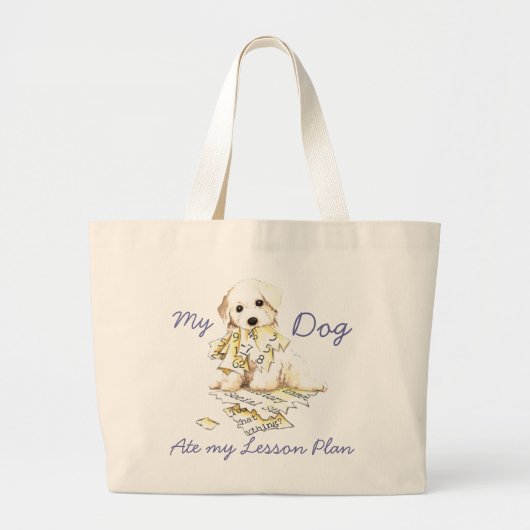 My Bichon Frise 食べ My Lesson Plan Large Tote Bag ラージトートバッグ (正面)