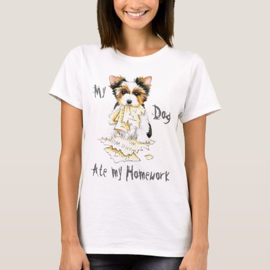 My Biewer Terrier食べ My Homework Tシャツ (正面)
