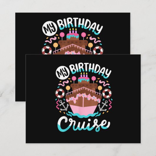 My Birthday Cruise Vacation Cruising Trip 招待状 (正面/裏面)