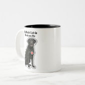 My Black Lab Is Stuck On Me Dog Lover ツートーンマグカップ (正面左)