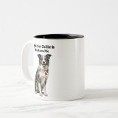 My Blue Merle Border Collie Stuck On Me ツートーンマグカップ (正面左)