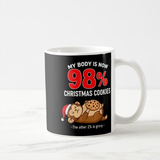 My Body Is 98% Christmas Cookies Funny Monkey Paja コーヒーマグカップ (右)