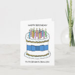 My Bonus Sonへのハッピーバースデー カード<br><div class="desc">青い弓を持つ大きな白いお誕生日ケーキのまわりにで、上に蝋燭を灯した。「ハッピーバースデーと私の素晴らしいボーナスソン」という言葉がイメージに添う。</div>