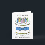My Bonus Sonへのハッピーバースデー カード<br><div class="desc">青い弓を持つ大きな白いお誕生日ケーキのまわりにで、上に蝋燭を灯した。「ハッピーバースデーと私の素晴らしいボーナスソン」という言葉がイメージに添う。</div>