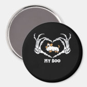 My Boo Chihuahua Costume With Skeleton Heart Hands マグネット (正面/裏面)