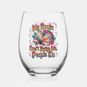 My Books Don't Judge Me.... ステムなしワイングラス (正面)