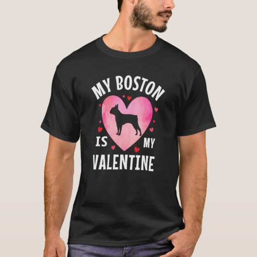 My Boston Terrier is My Valentine Dog Valentines D Tシャツ (正面)