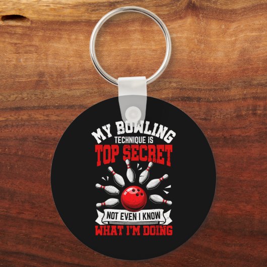 My Bowling Technique Funny Bowling Bowler Men Wome キーホルダー (正面)