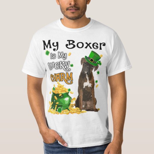 My Boxer Is My Lucky Charm Cute Dog Patricks Day  Tシャツ (正面)