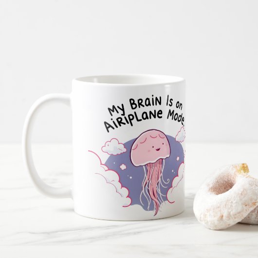 My Brain Airplane Mode Funny Jellyfish Brain Fog  コーヒーマグカップ (ドーナツ)