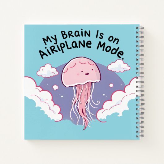 My Brain Airplane Mode Funny Jellyfish Brain Fog ノートブック (裏面)