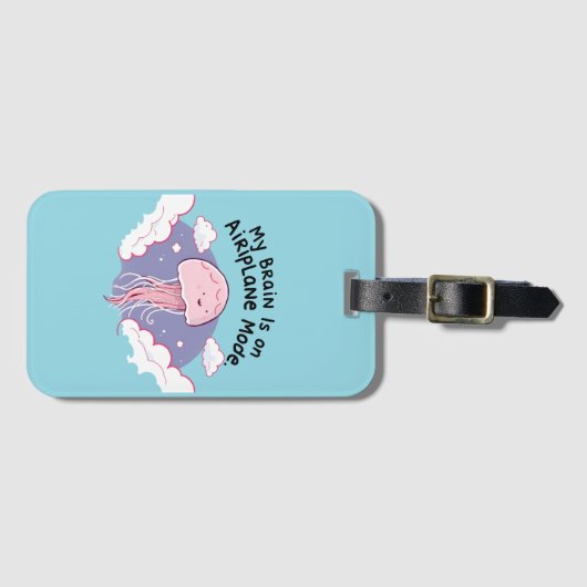 My Brain Airplane Mode Funny Jellyfish Brain Fog  ラゲッジタグ (正面横)