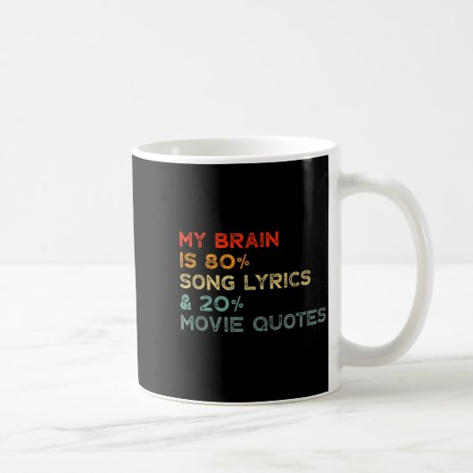 My Brain Is 80% Song Lyrics &amp; 20% Movie Quotes コーヒーマグカップ (右)