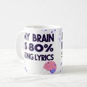 "My Brain Is 80% Song Lyrics" Graphic コーヒーマグカップ (正面左)