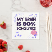"My Brain Is 80% Song Lyrics" Graphic スタンダードカクテルナプキン (インサイチュ)