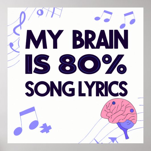 "My Brain Is 80% Song Lyrics" Graphic ポスター (正面)