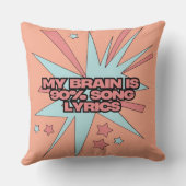 My Brain is 90% Song Lyrics – Funny Retro Pop Art クッション (裏面)