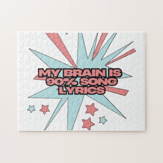 My Brain is 90% Song Lyrics – Funny Retro Pop Art ジグソーパズル (横)