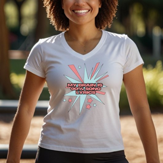 My Brain is 90% Song Lyrics – Funny Retro Pop Art Tシャツ