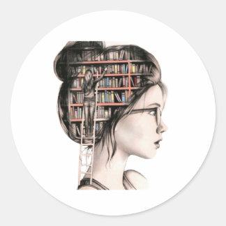 my brain is a library stickers ラウンドシール